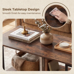 Costway 2-Tier Coffee Table Modern Rectangular Accent Table With Open Storage Shelf-Rustic Brown - thumbnail 6
