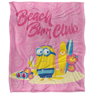 Minions Beach Bum Club Silky Dave Soft Touch Blanket Pink/multicoloured (One Size) - image 1