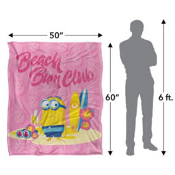 Minions Beach Bum Club Silky Dave Soft Touch Blanket Pink/multicoloured (One Size) - thumbnail 4