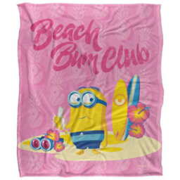 Minions Beach Bum Club Silky Dave Soft Touch Blanket Pink/multicoloured (One Size) - thumbnail 1