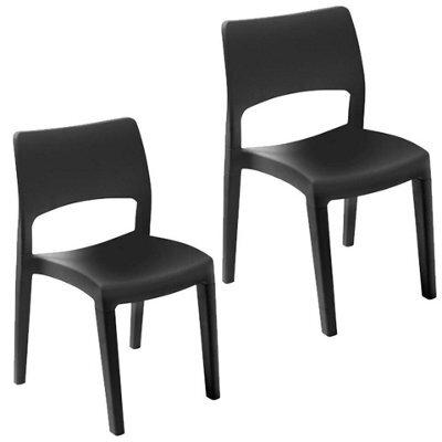 Urbn-Garden 82Cm Height Modern Garden Plastic Chair Set Patio Outdoor Furniture Black 2 Pcs - image 1