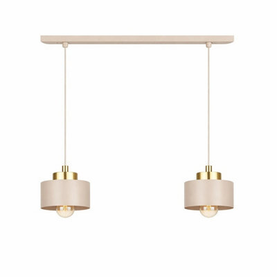 Luminosa Lighting Luminosa Simply Bar Pendant Ceiling Light Beige, Gold 2X E27 - image 1