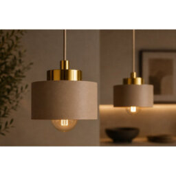 Luminosa Lighting Luminosa Simply Bar Pendant Ceiling Light Beige, Gold 2X E27 - thumbnail 3