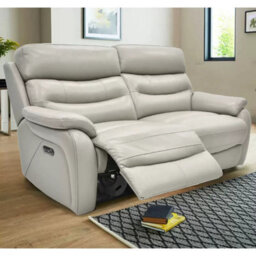 Fletcher Light Grey Leather Power Reclining Large 2 Seater Sofa With Power Headrests, Usb Charging & Pocket Sprung Seats - thumbnail 1