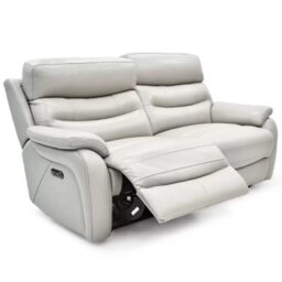 Fletcher Light Grey Leather Power Reclining Large 2 Seater Sofa With Power Headrests, Usb Charging & Pocket Sprung Seats - thumbnail 4