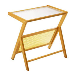 Bamboo End Table Storage Shelf For Sofa Living Room - thumbnail 1
