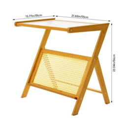 Bamboo End Table Storage Shelf For Sofa Living Room - thumbnail 2
