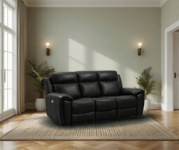 Furniture Instore Sienna Black Leather Aire 3+1+1 Seater Sofa Set - thumbnail 3