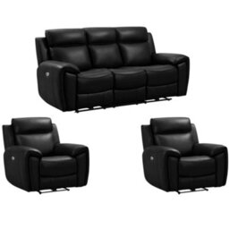 Furniture Instore Sienna Black Leather Aire 3+1+1 Seater Sofa Set