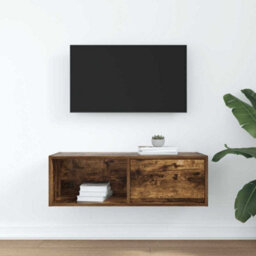 Berkfield Tv Cabinet Smoked Oak 80X31X25.5 Cm Engineered Wood - thumbnail 3
