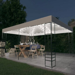 Berkfield Gazebo With Led String Lights 4X3X2.7 M White