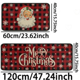 Amorly 2Pcs Christmas Kitchen Rug Mats, Red Black Buffalo Plaid Doormats With Non Slip Backing, Practical Floor Ornaments For Xmas Home - thumbnail 2