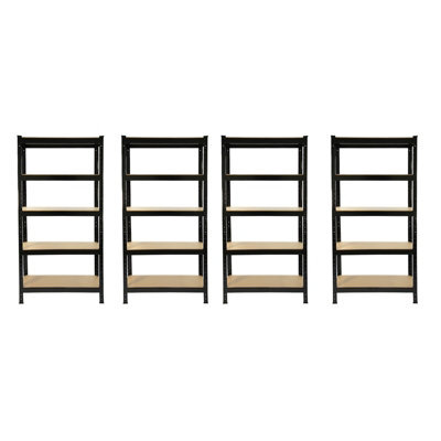 MonsterShop 75Cm Wide Racking Garage Storage Shelving Heavy Duty 5 Tier Shelf Unit 75Cm X 30Cm X 150Cm Blue/black (4, Black) - image 1