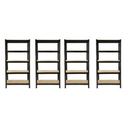 MonsterShop 75Cm Wide Racking Garage Storage Shelving Heavy Duty 5 Tier Shelf Unit 75Cm X 30Cm X 150Cm Blue/black (4, Black) - thumbnail 1
