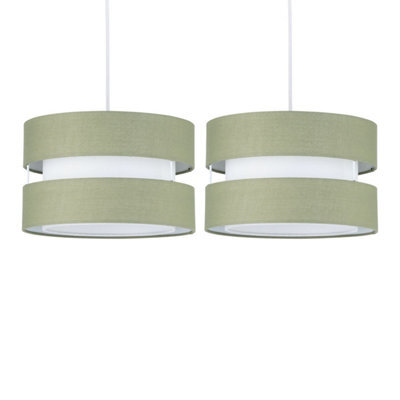 First Choice Lighting Set Of  2 Benni - Sage Green 26Cm Pendant Shades - image 1