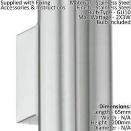 Stylish Ip44 Stainless Steel Outdoor Wall Light With Gu10 Bulb - thumbnail 2