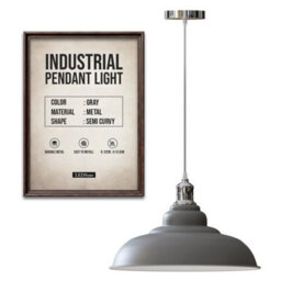 Ledsone Industrial Style Pendant Light Gray And Chrome Ceiling Light With Shade