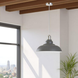 Ledsone Industrial Style Pendant Light Gray And Chrome Ceiling Light With Shade - thumbnail 4