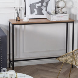 Beliani Industrial Console Table - Dark Brown Melamine Top, Black Powder-Coated Legs, 100 X 30 Cm - thumbnail 2