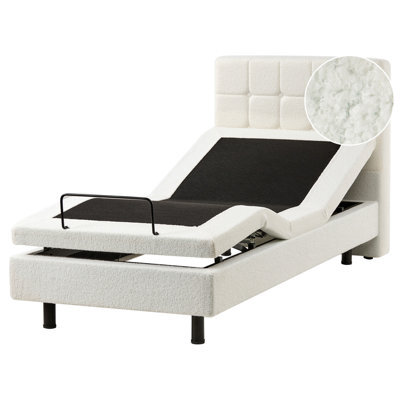 Beliani Adjustable Bed Boucle Duke 90 X 200 Cm (Eu Single) Off-White - image 1