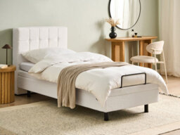 Beliani Adjustable Bed Boucle Duke 90 X 200 Cm (Eu Single) Off-White - thumbnail 2