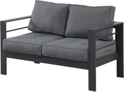 Garden Store Direct Wisteria Lane Aluminium Loveseat - 2 Seat Sofa In Grey With Grey Cushions - thumbnail 4