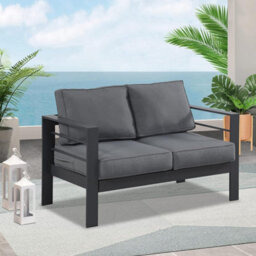 Garden Store Direct Wisteria Lane Aluminium Loveseat - 2 Seat Sofa In Grey With Grey Cushions - thumbnail 2