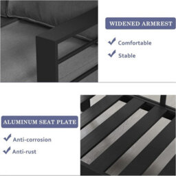Garden Store Direct Wisteria Lane Aluminium Loveseat - 2 Seat Sofa In Grey With Grey Cushions - thumbnail 7