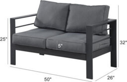 Garden Store Direct Wisteria Lane Aluminium Loveseat - 2 Seat Sofa In Grey With Grey Cushions - thumbnail 5