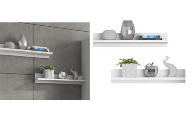 Impact Furniture Wall Shelf Set Of 2 Floating Wall Panels White Shelves Display Units 70Cm Fever - image 1