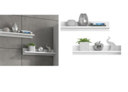 Impact Furniture Wall Shelf Set Of 2 Floating Wall Panels White Shelves Display Units 70Cm Fever - thumbnail 1
