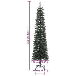 Berkfield Artificial Slim Christmas Tree With Stand Green 210 Cm Pvc - thumbnail 6