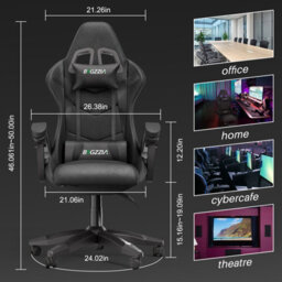 Onemill Ergonomic Gaming Chair,soft Pu Leather With Adjustable Reclining Back Black - thumbnail 7