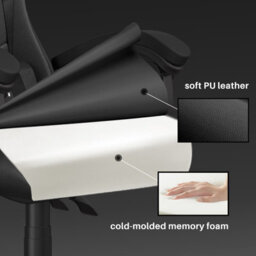 Onemill Ergonomic Gaming Chair,soft Pu Leather With Adjustable Reclining Back Black - thumbnail 4
