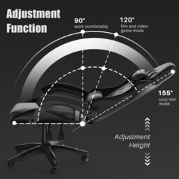Onemill Ergonomic Gaming Chair,soft Pu Leather With Adjustable Reclining Back Black - thumbnail 3