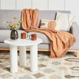 Wyld and Coco White Retro Round Coffee Table 60Cm, Engineered Wood, Novawood Range - thumbnail 2