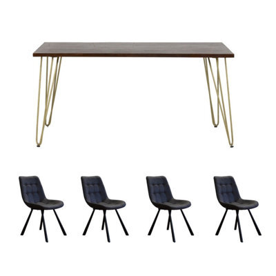 Dallas Dark Mango Wood Rectangular Dining Table Set With 4 Chairs - image 1
