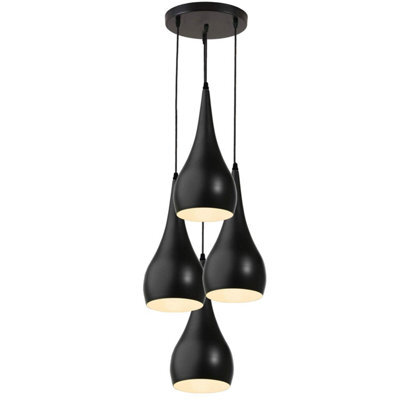 4 Head Teardrop Ceiling Pendant Light E27 Black Modern Fixture - image 1