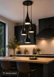 4 Head Teardrop Ceiling Pendant Light E27 Black Modern Fixture - thumbnail 4