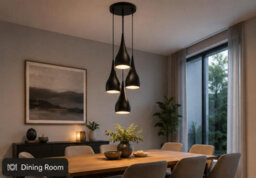 4 Head Teardrop Ceiling Pendant Light E27 Black Modern Fixture - thumbnail 5