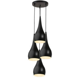 4 Head Teardrop Ceiling Pendant Light E27 Black Modern Fixture - thumbnail 1