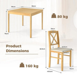 3 Piece Wooden Dining Table Set For 2 With Pvc Chairs - thumbnail 2