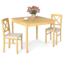 3 Piece Wooden Dining Table Set For 2 With Pvc Chairs - thumbnail 1