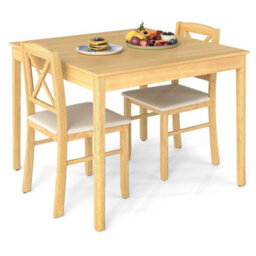 3 Piece Wooden Dining Table Set For 2 With Pvc Chairs - thumbnail 6