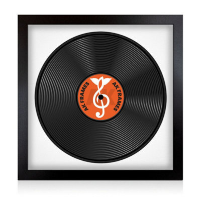 "16X16"" Matte Black Modern Vinyl Record Frame With White Mount For 12 Inch Lp Disc - Ak Frames" - image 1