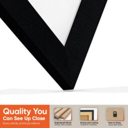 "16X16"" Matte Black Modern Vinyl Record Frame With White Mount For 12 Inch Lp Disc - Ak Frames" - thumbnail 3