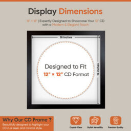 "16X16"" Matte Black Modern Vinyl Record Frame With White Mount For 12 Inch Lp Disc - Ak Frames" - thumbnail 2