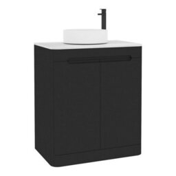 Royal Bathrooms Venice 700mm Matt Nocturne Black Freestanding Vanity Unit 2 Door Carrara White Undrilled Worktop & Without Basin - thumbnail 7