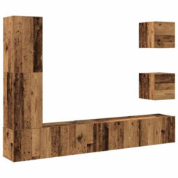 Berkfield 5 Piece Tv Cabinet Set Wall-Mounted Old Wood Engineered Wood - thumbnail 2