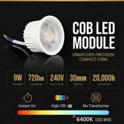 Led Spot Lights Ceiling Cool White 6400K Recessed Downlight 9W 720Lm 230V Bulb Lights 10 Pack - thumbnail 3